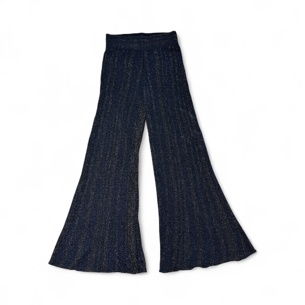 Zara Black, Blue & Gold Sparkly High Waist Wide Leg Pants